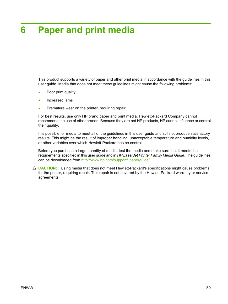 Paper and print media, 6 paper and print media, 6paper and print media | HP Color LaserJet CP3505 Printer series User Manual | Page 71 / 226