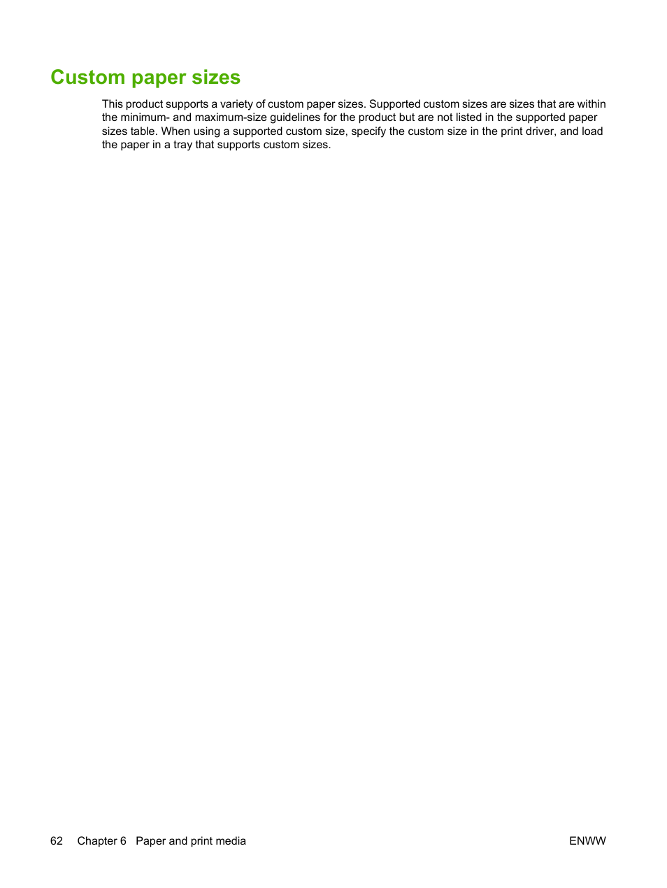 Custom paper sizes | HP Color LaserJet CP3505 Printer series User Manual | Page 74 / 226