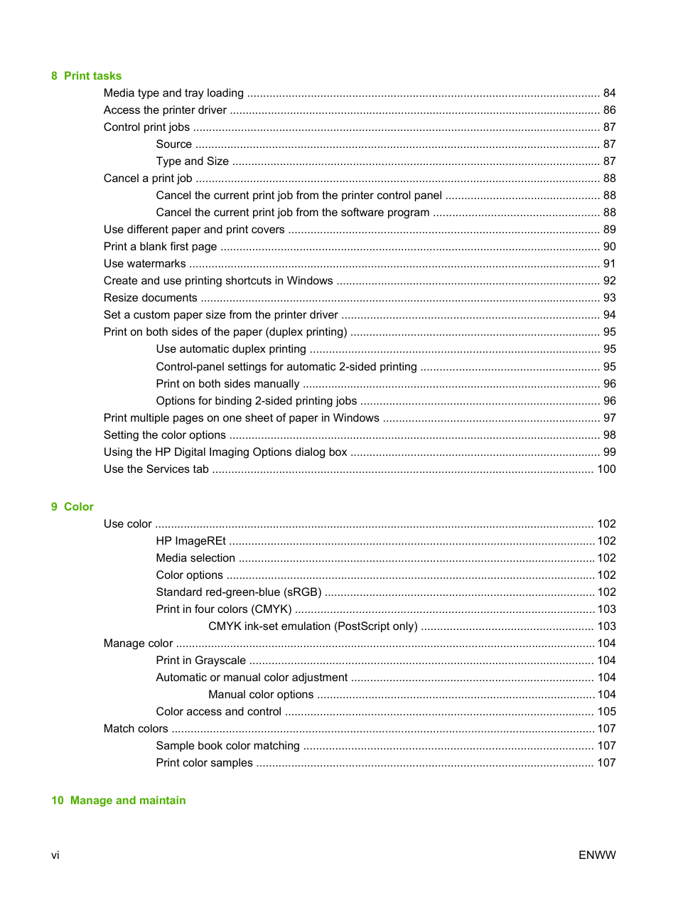 HP Color LaserJet CP3505 Printer series User Manual | Page 8 / 226