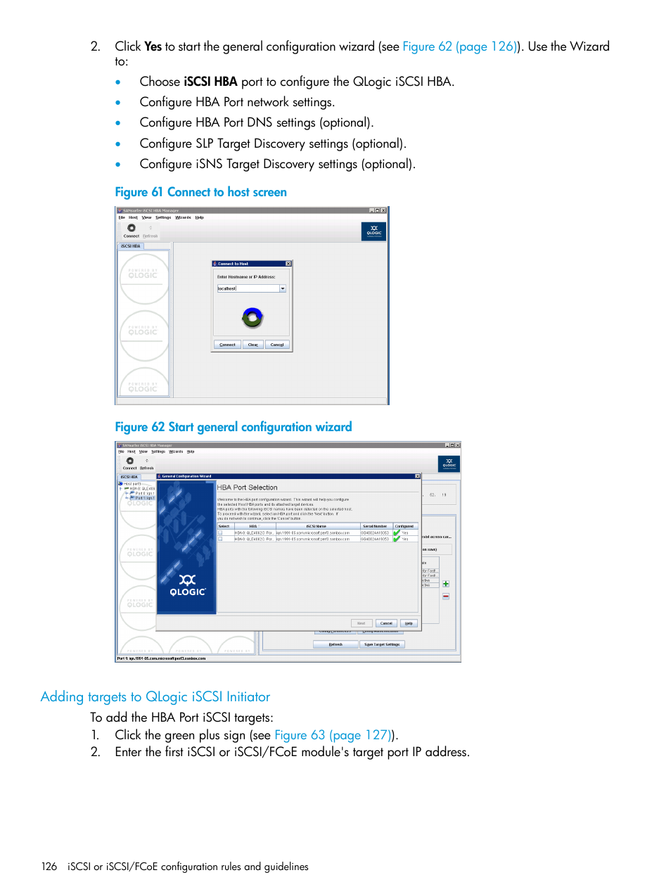 Adding targets to qlogic iscsi initiator | HP EVA P6000 Storage User Manual | Page 126 / 316