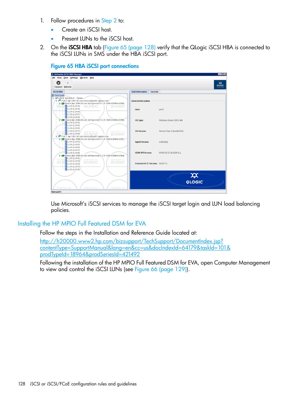 Installing the hp mpio full featured dsm for eva | HP EVA P6000 Storage User Manual | Page 128 / 316