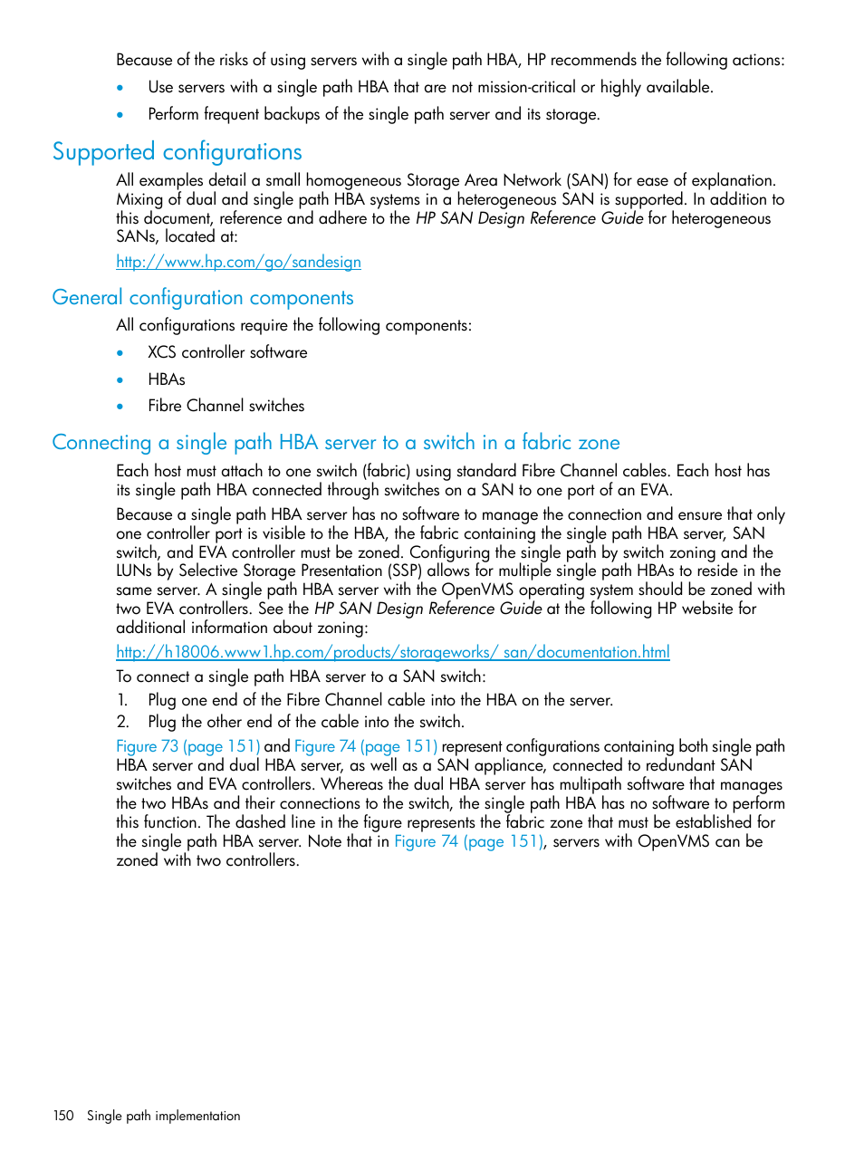 Supported configurations, General configuration components | HP EVA P6000 Storage User Manual | Page 150 / 316