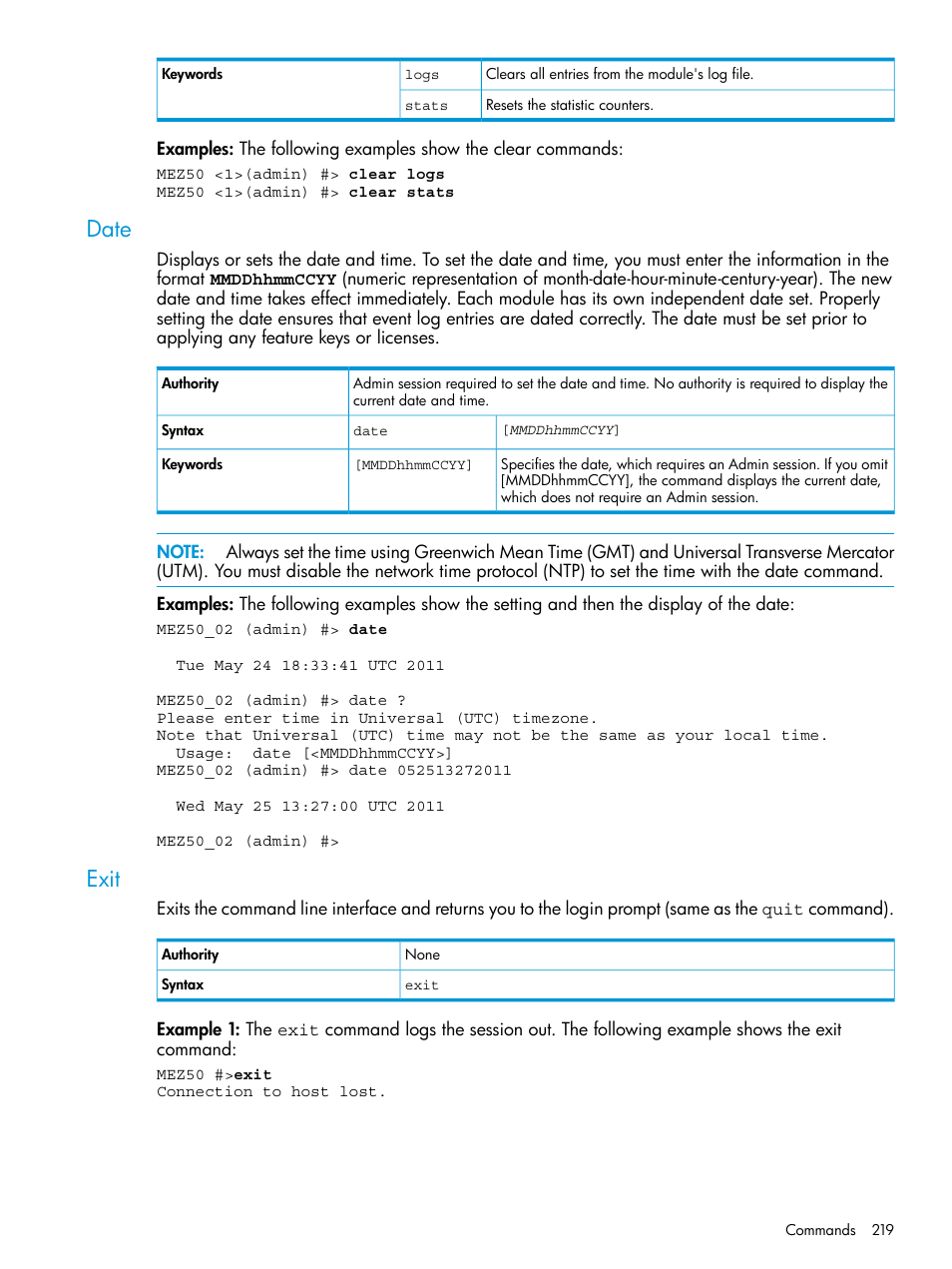 Date, Exit, Date exit | HP EVA P6000 Storage User Manual | Page 219 / 316