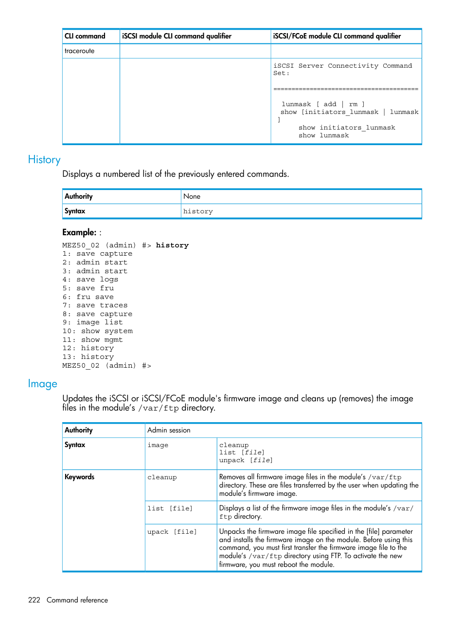 History, Image, History image | HP EVA P6000 Storage User Manual | Page 222 / 316
