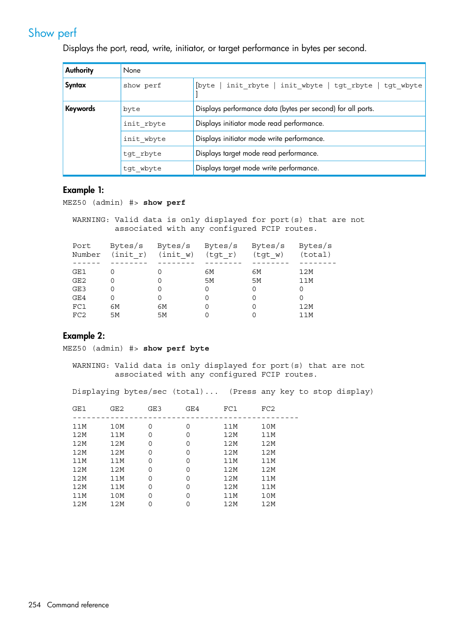 Show perf | HP EVA P6000 Storage User Manual | Page 254 / 316