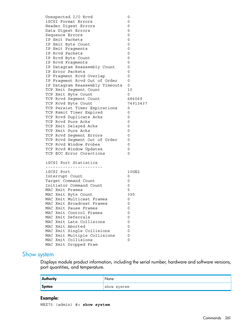 Show system | HP EVA P6000 Storage User Manual | Page 261 / 316