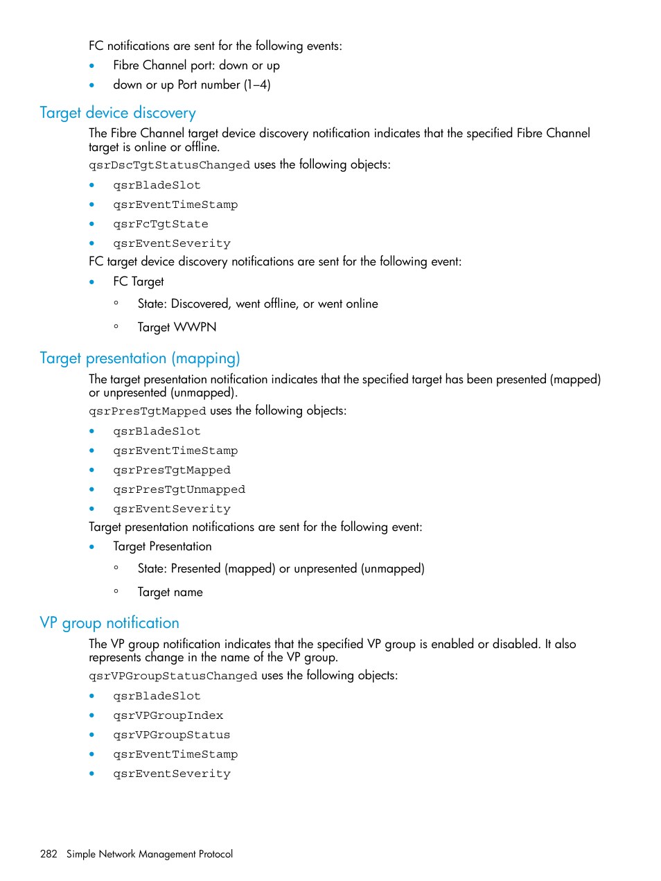 Target device discovery, Target presentation (mapping), Vp group notification | HP EVA P6000 Storage User Manual | Page 282 / 316