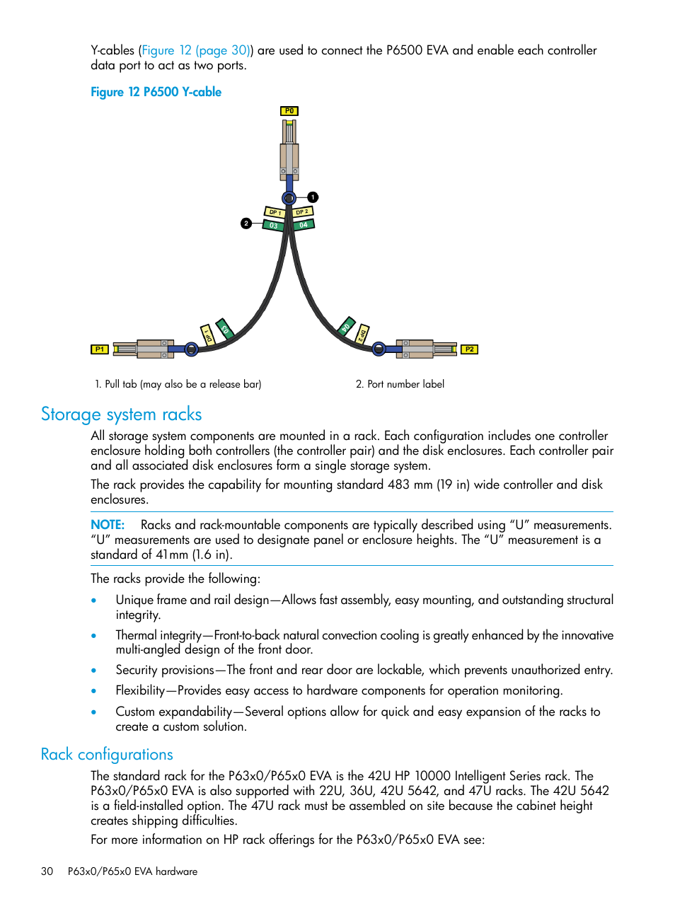 Storage system racks, Rack configurations | HP EVA P6000 Storage User Manual | Page 30 / 316
