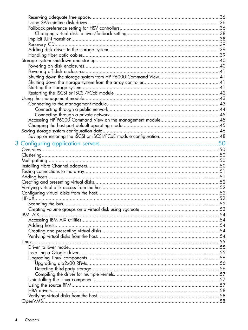 3 configuring application servers | HP EVA P6000 Storage User Manual | Page 4 / 316