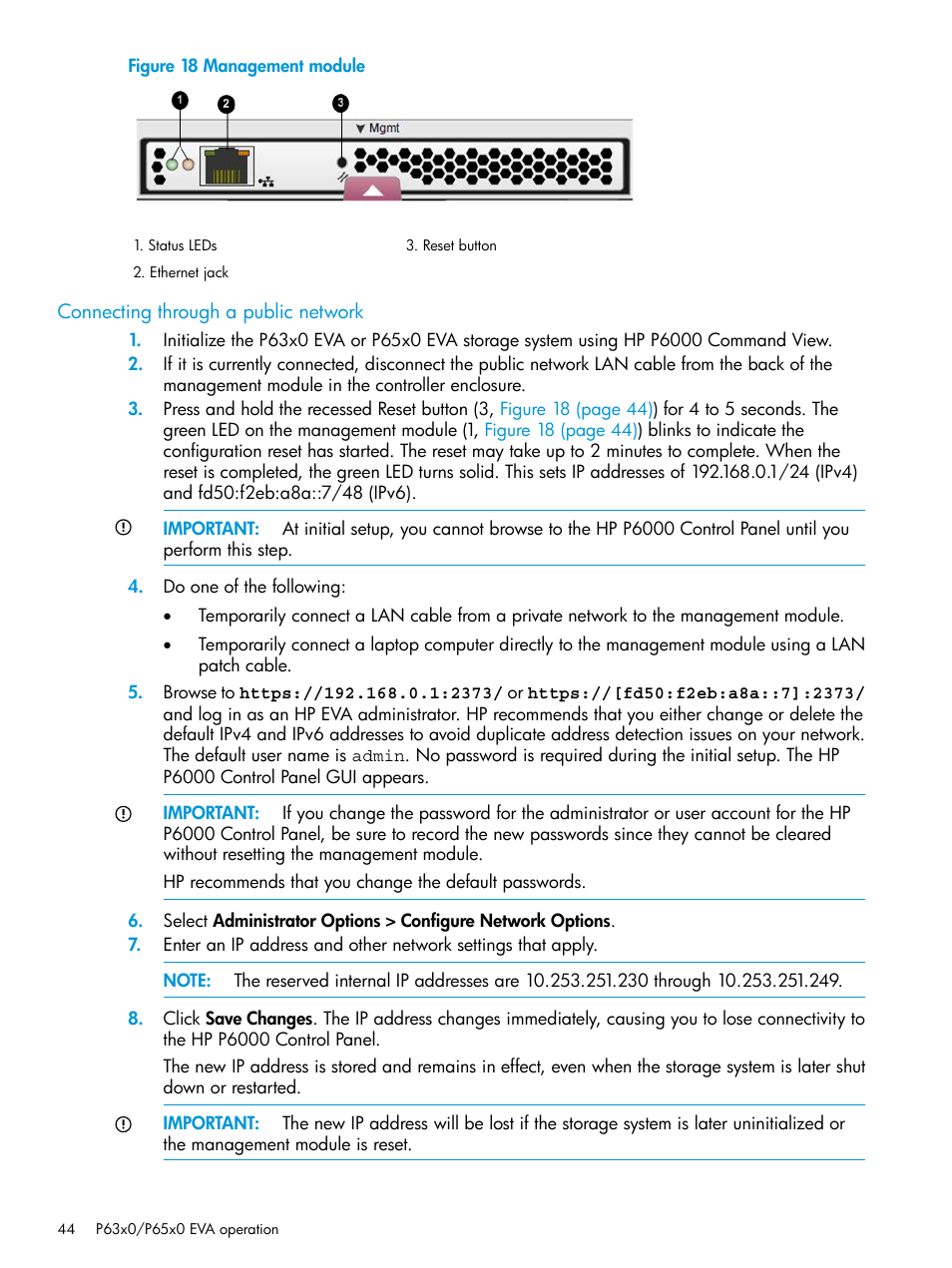 Connecting through a public network | HP EVA P6000 Storage User Manual | Page 44 / 316