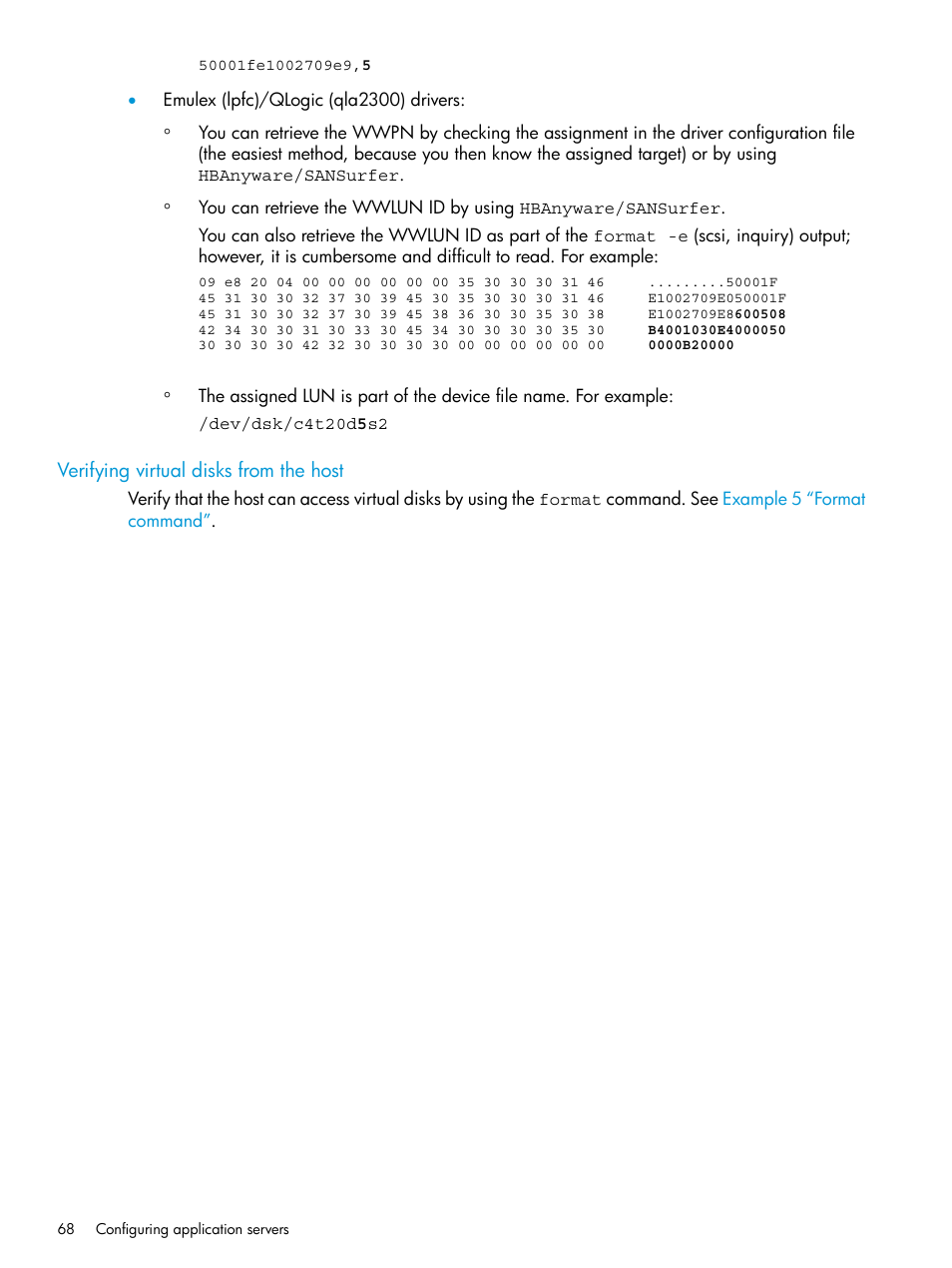 Verifying virtual disks from the host | HP EVA P6000 Storage User Manual | Page 68 / 316
