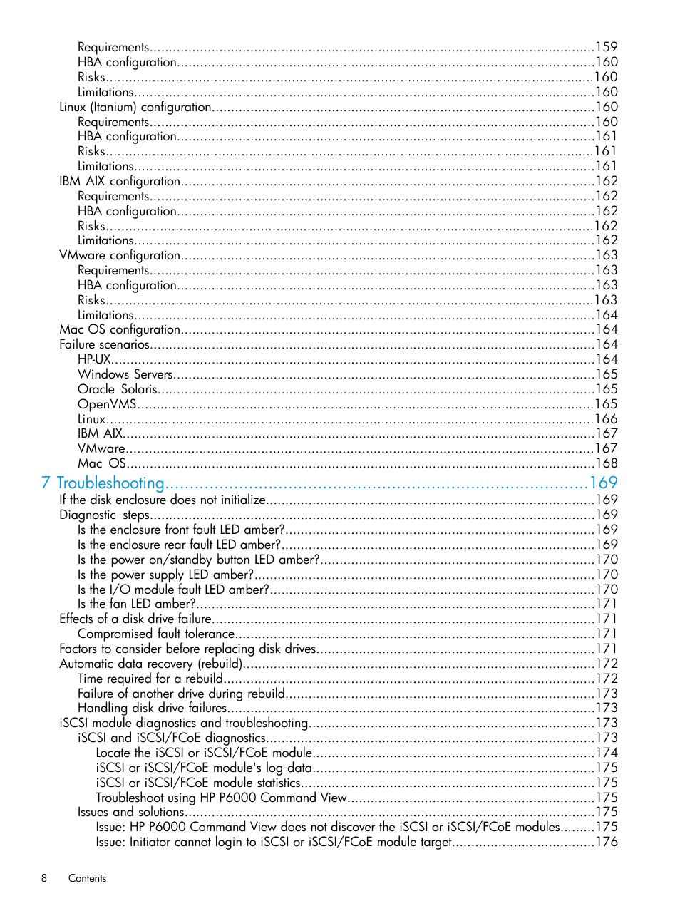 7 troubleshooting | HP EVA P6000 Storage User Manual | Page 8 / 316
