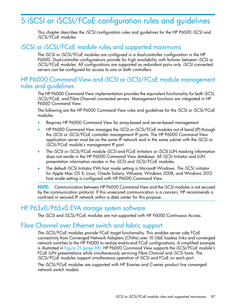 Hp p63x0/p65x0 eva storage system software | HP EVA P6000 Storage User Manual | Page 87 / 316