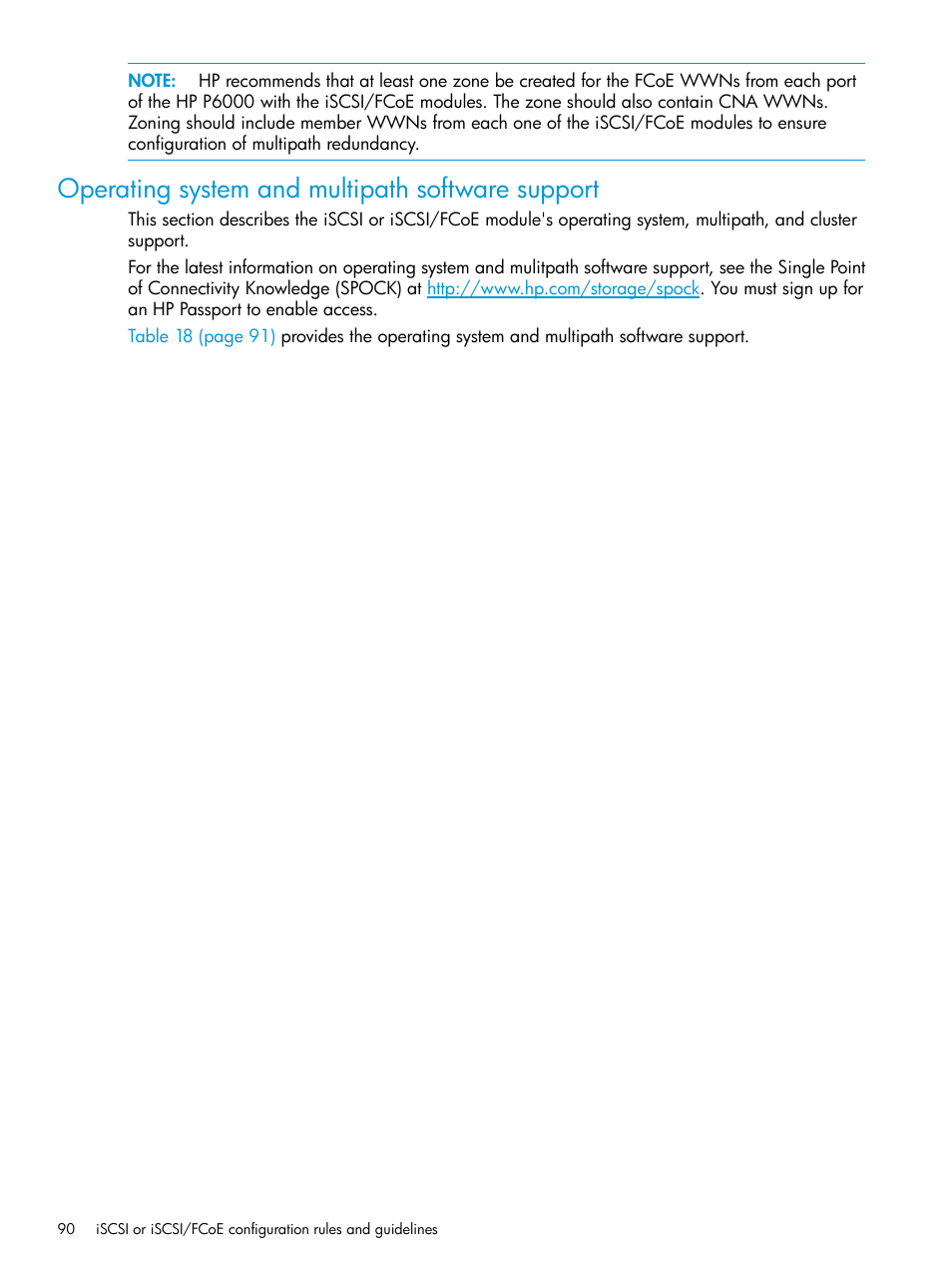 Operating system and multipath software support | HP EVA P6000 Storage User Manual | Page 90 / 316