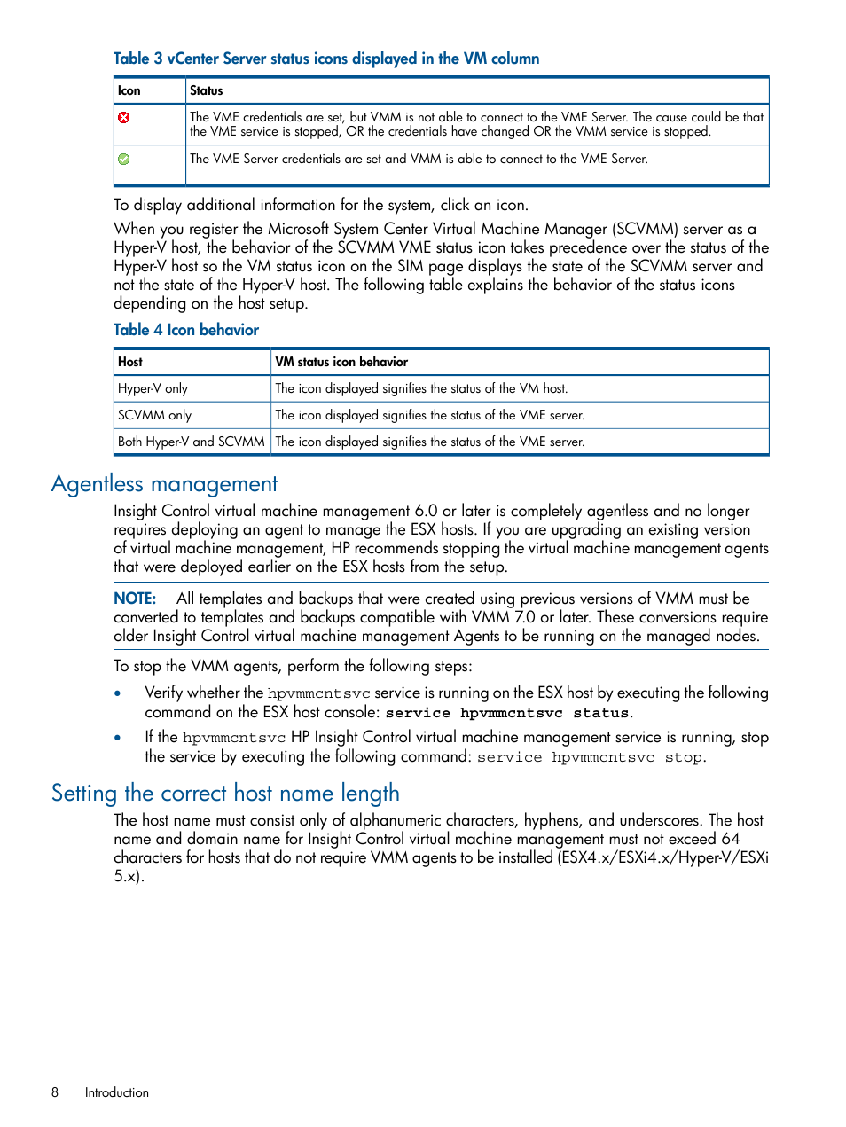 Agentless management, Setting the correct host name length | HP Insight Control Software for Linux User Manual | Page 8 / 52