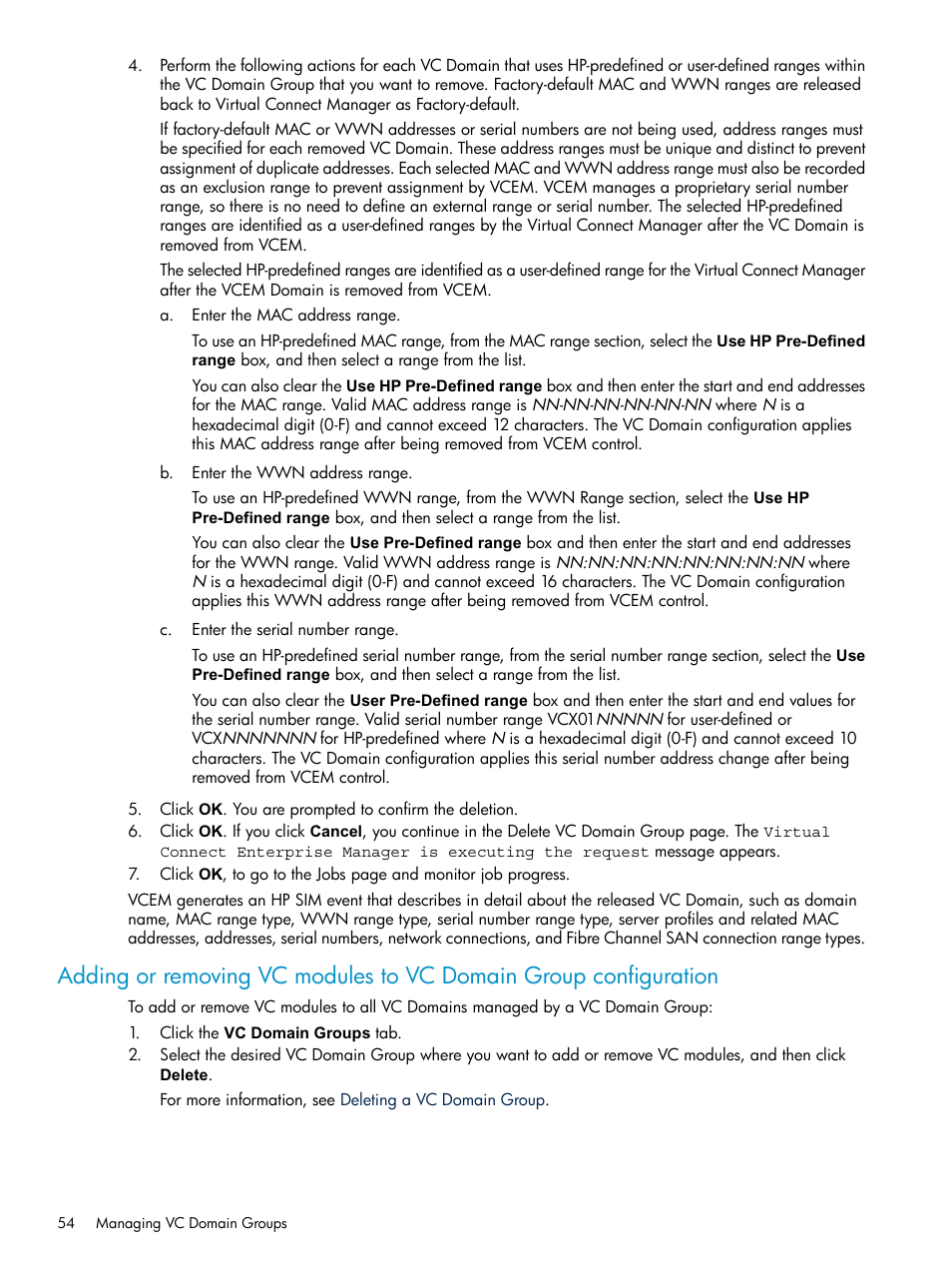 HP Virtual Connect Enterprise Manager Software User Manual | Page 54 / 117