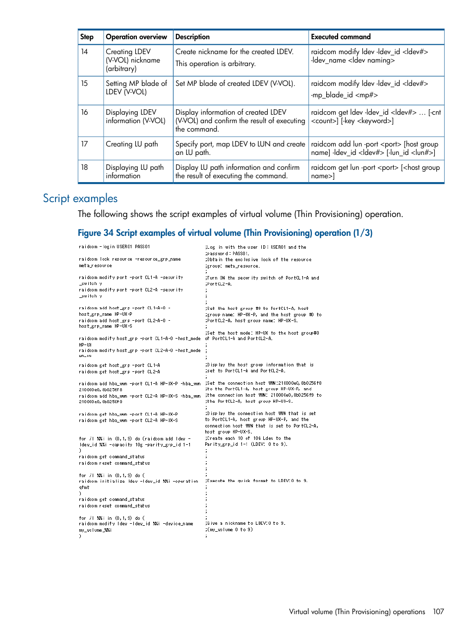 Script examples | HP XP P9500 Storage User Manual | Page 107 / 254