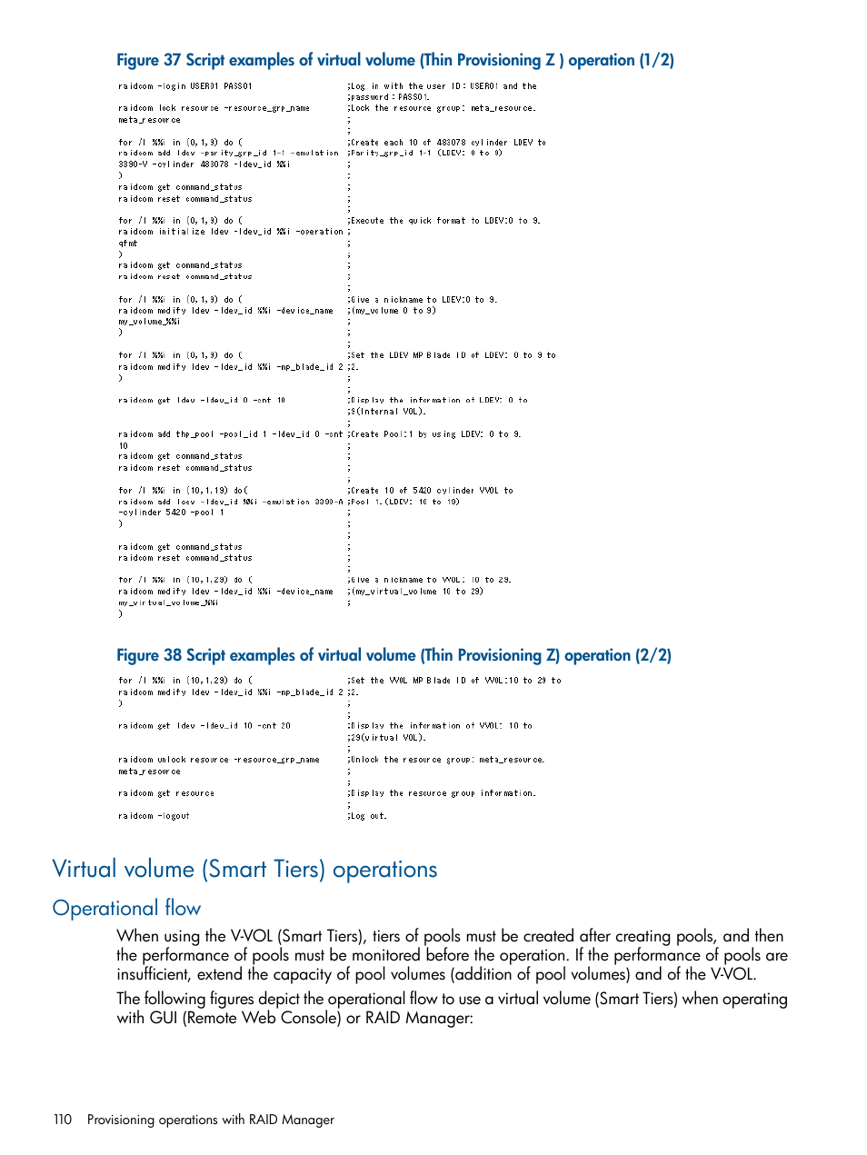 Virtual volume (smart tiers) operations, Operational flow | HP XP P9500 Storage User Manual | Page 110 / 254