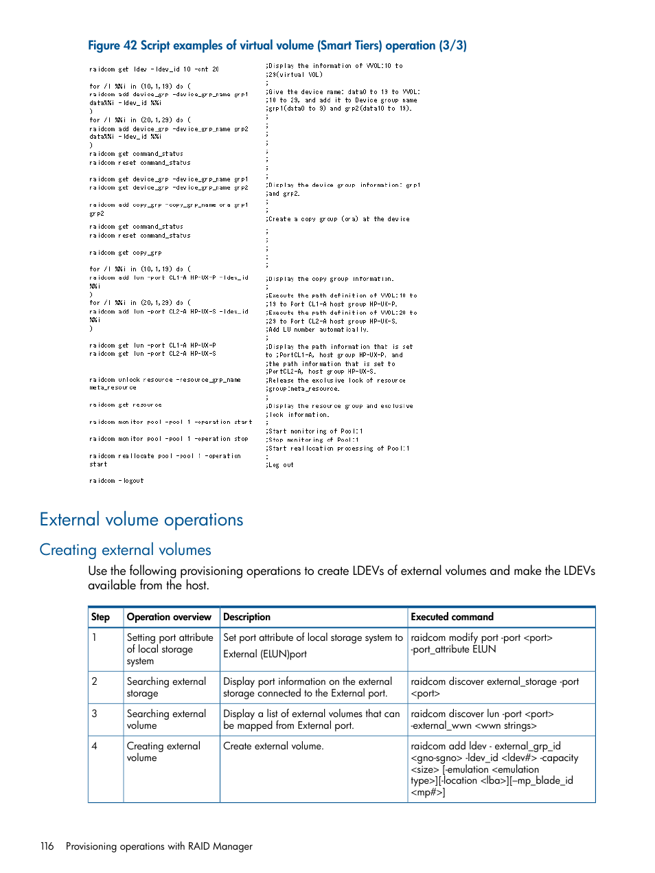 External volume operations, Creating external volumes | HP XP P9500 Storage User Manual | Page 116 / 254