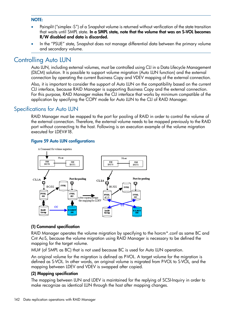 Controlling auto lun, Specifications for auto lun | HP XP P9500 Storage User Manual | Page 142 / 254