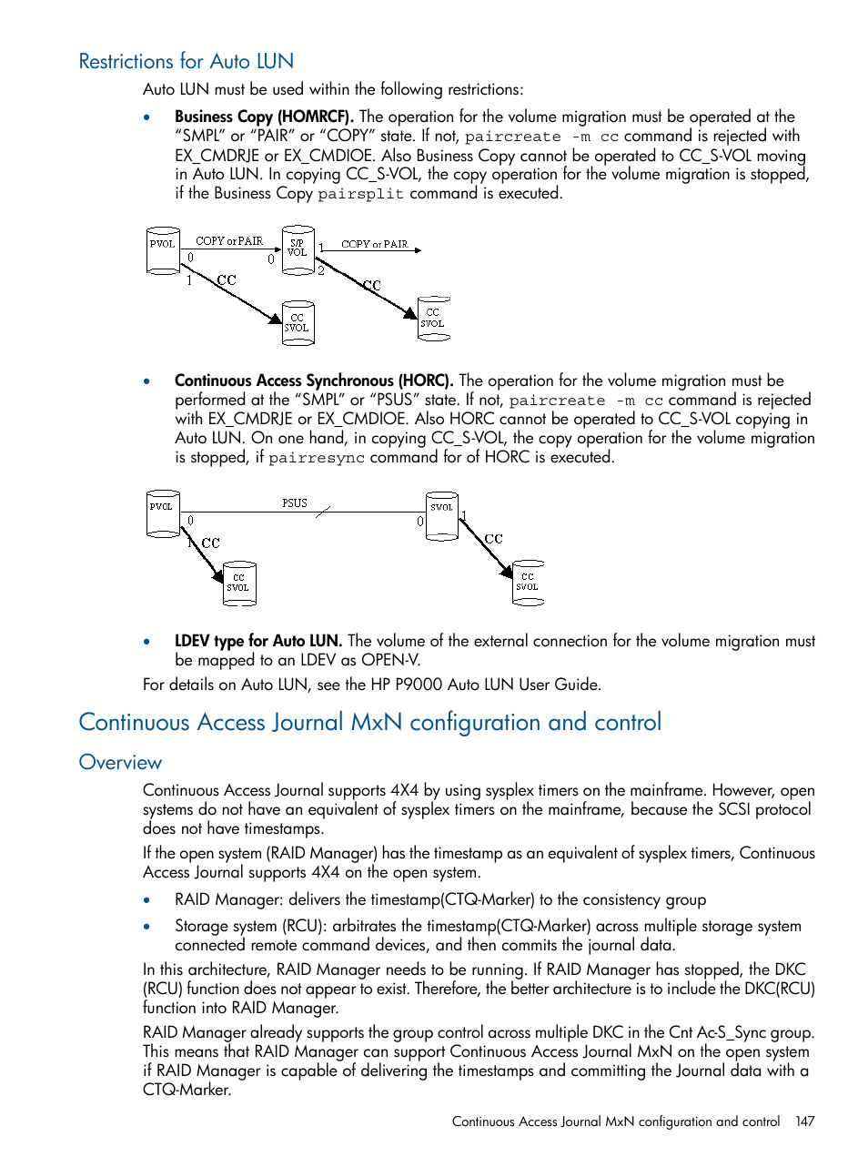 Restrictions for auto lun, Overview | HP XP P9500 Storage User Manual | Page 147 / 254