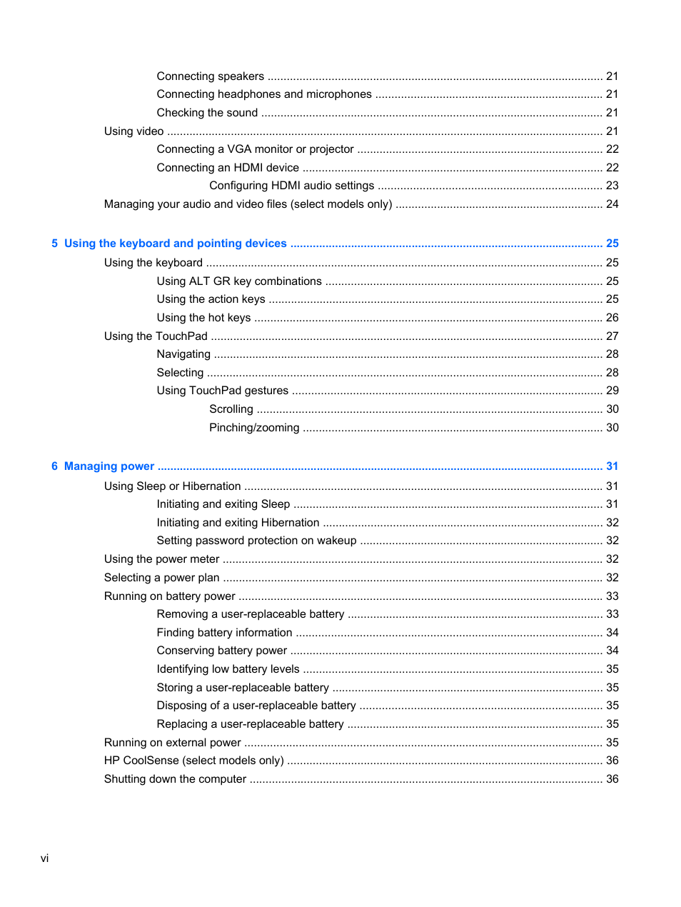 HP 215 G1 Notebook PC User Manual | Page 6 / 85