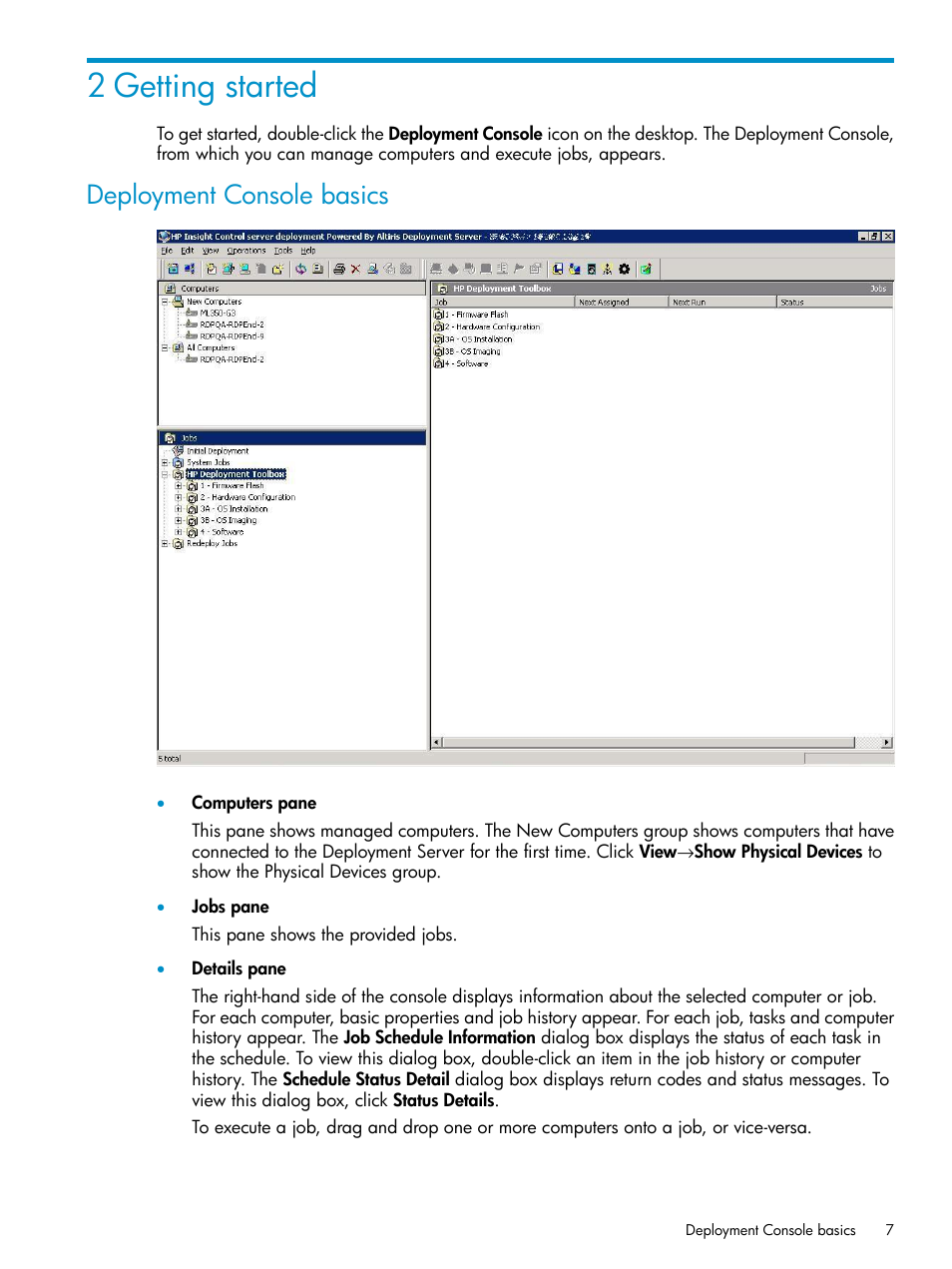 2 getting started, Deployment console basics | HP Insight Control User Manual | Page 7 / 24