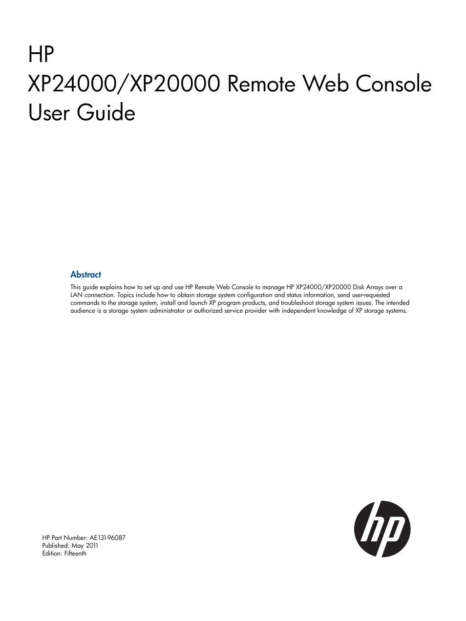 HP StorageWorks XP Remote Web Console Software User Manual | 149 pages