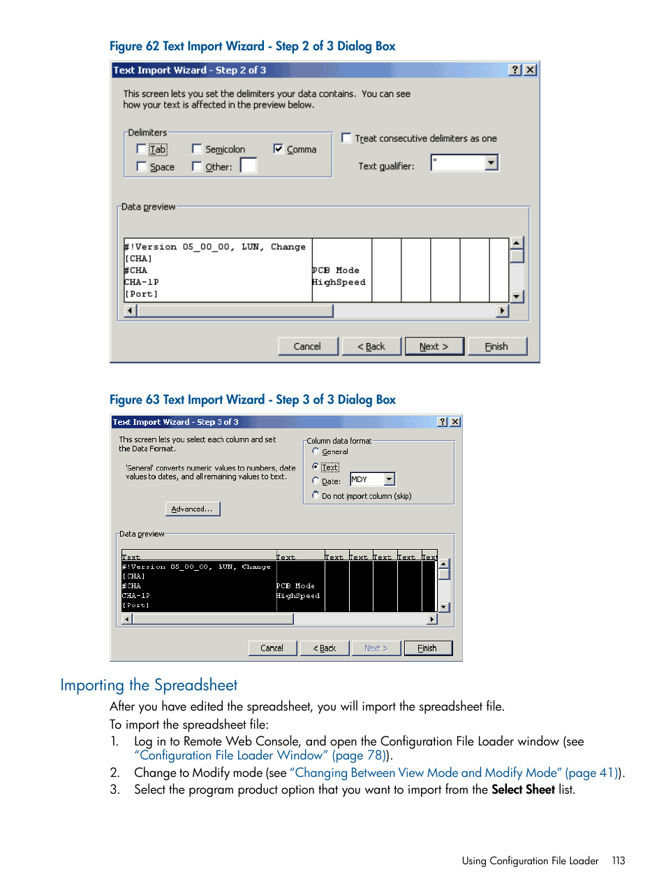 Importing the spreadsheet | HP StorageWorks XP Remote Web Console Software User Manual | Page 113 / 149