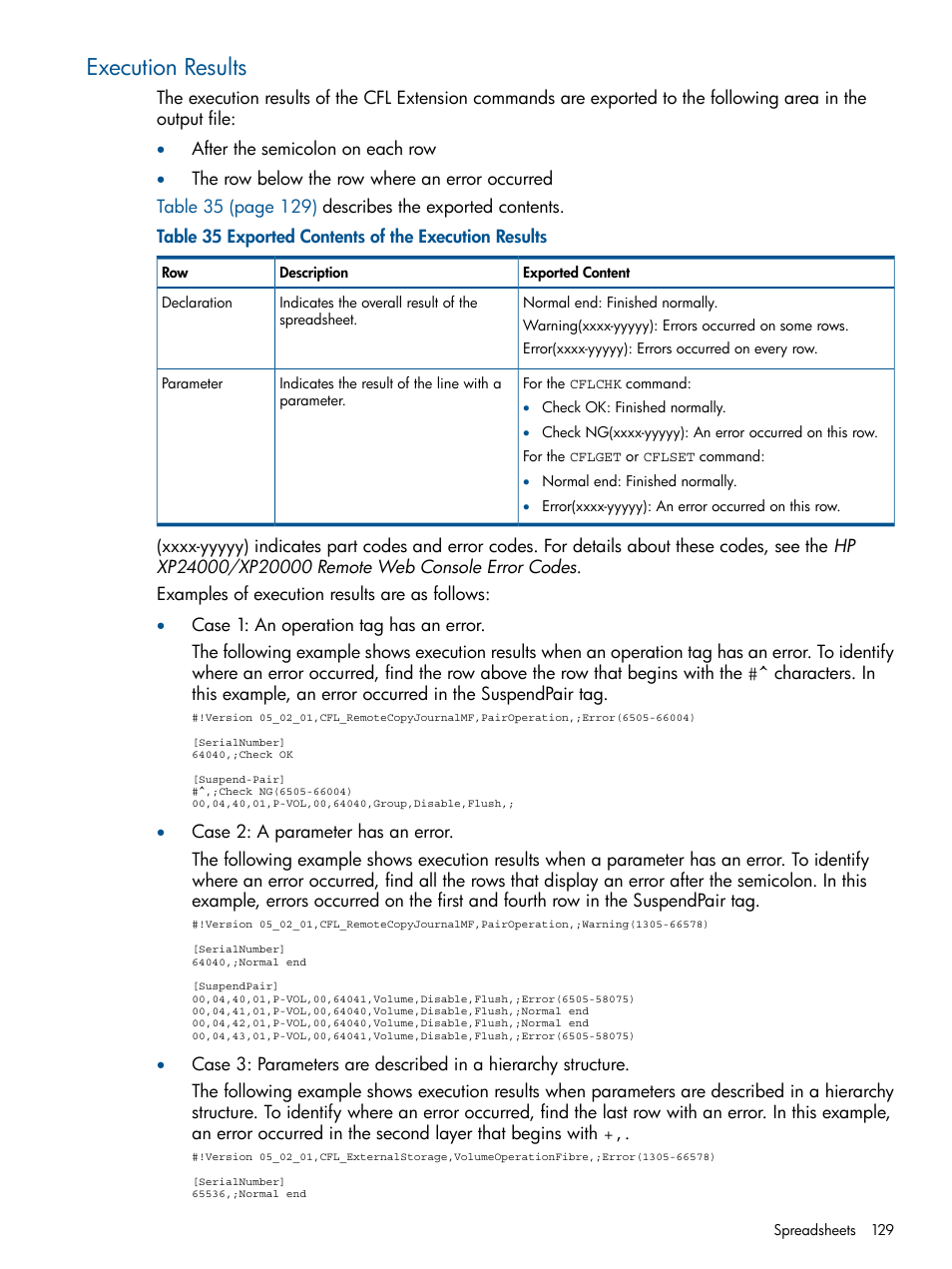 Execution results | HP StorageWorks XP Remote Web Console Software User Manual | Page 129 / 149