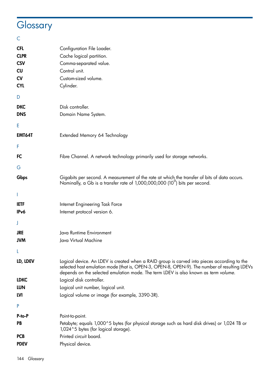 Glossary | HP StorageWorks XP Remote Web Console Software User Manual | Page 144 / 149