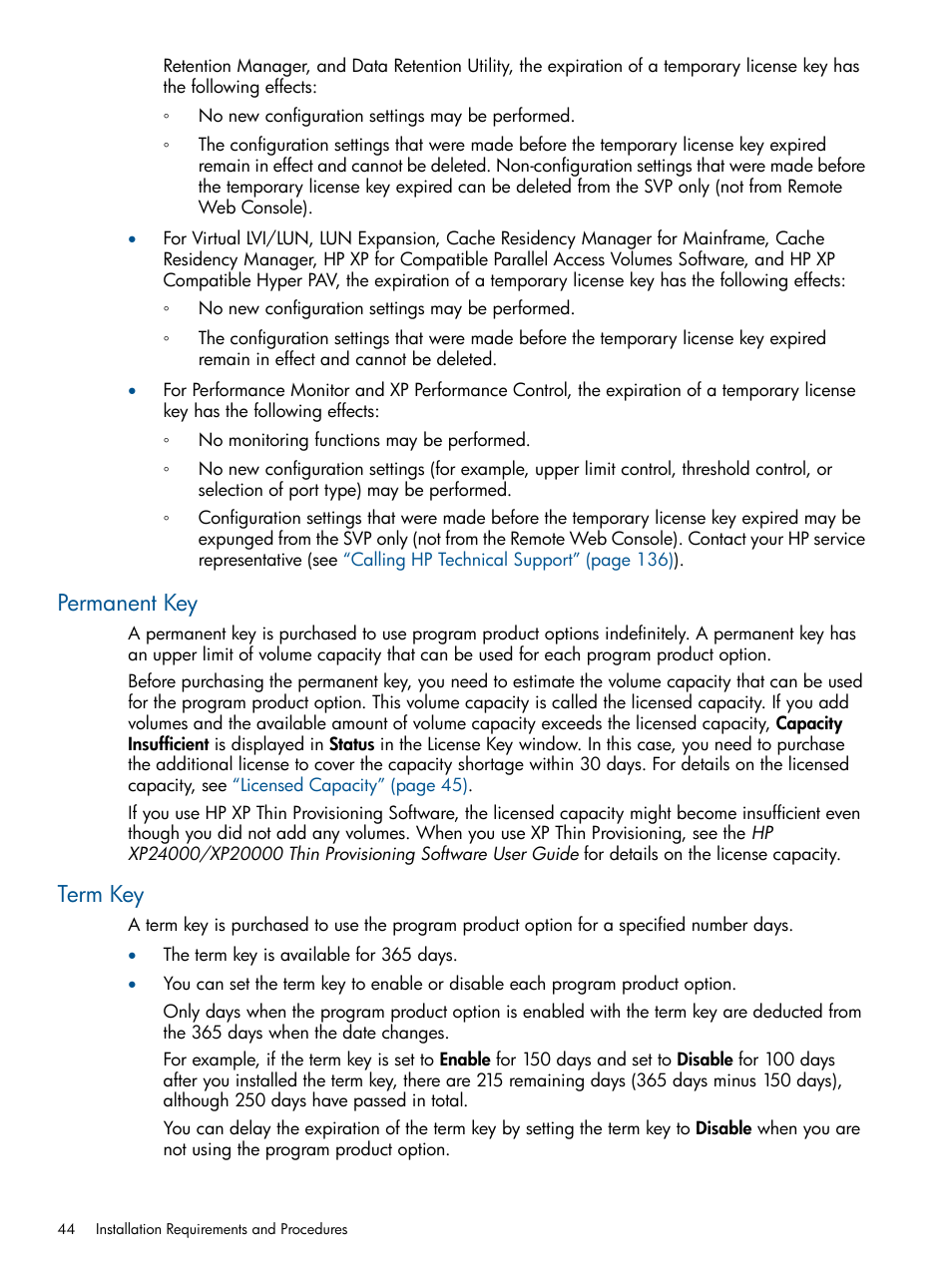 Permanent key, Term key, Permanent key term key | HP StorageWorks XP Remote Web Console Software User Manual | Page 44 / 149