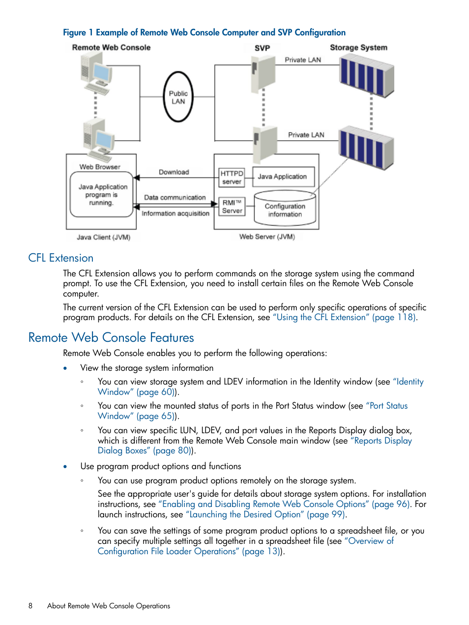 Cfl extension, Remote web console features | HP StorageWorks XP Remote Web Console Software User Manual | Page 8 / 149