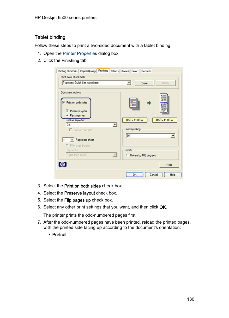 Tablet binding | HP Deskjet 6540 Color Inkjet Printer User Manual | Page 130 / 201