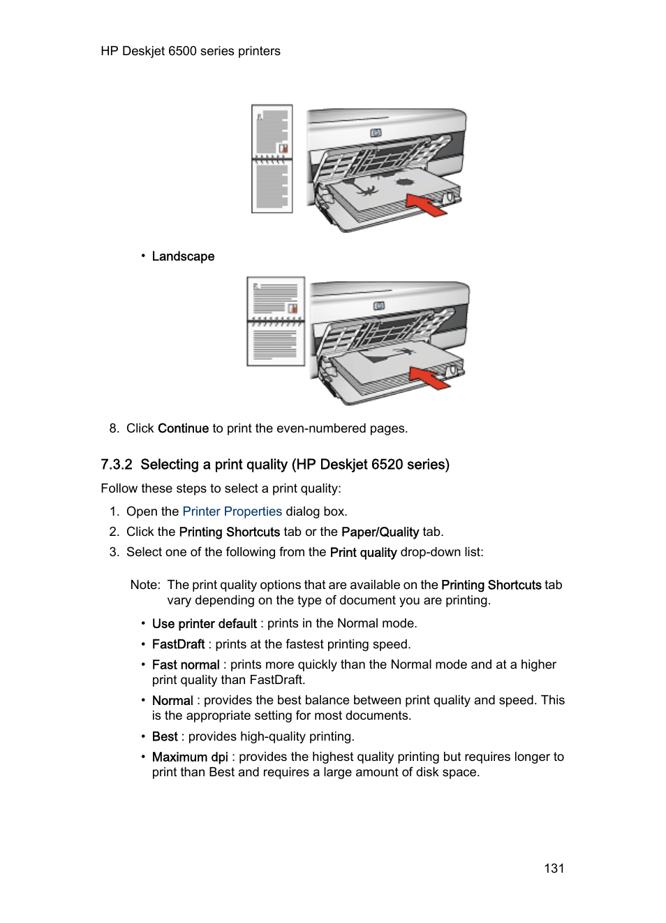 Print quality | HP Deskjet 6540 Color Inkjet Printer User Manual | Page 131 / 201