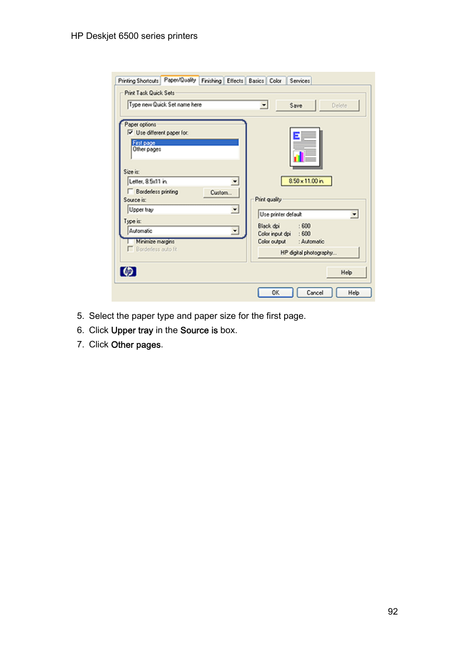 HP Deskjet 6540 Color Inkjet Printer User Manual | Page 92 / 201