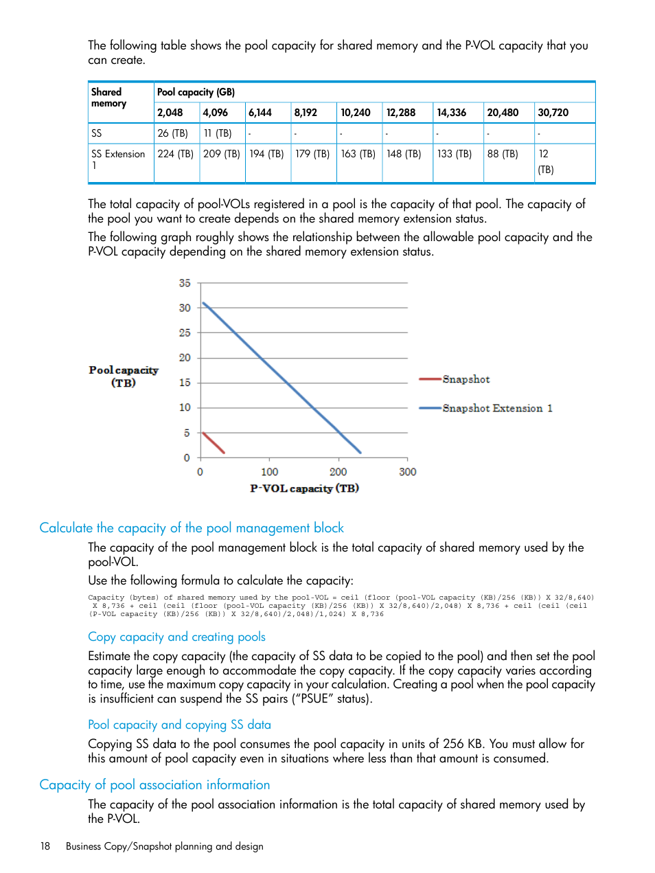 Capacity of pool association information | HP XP RAID Manager Software User Manual | Page 18 / 129