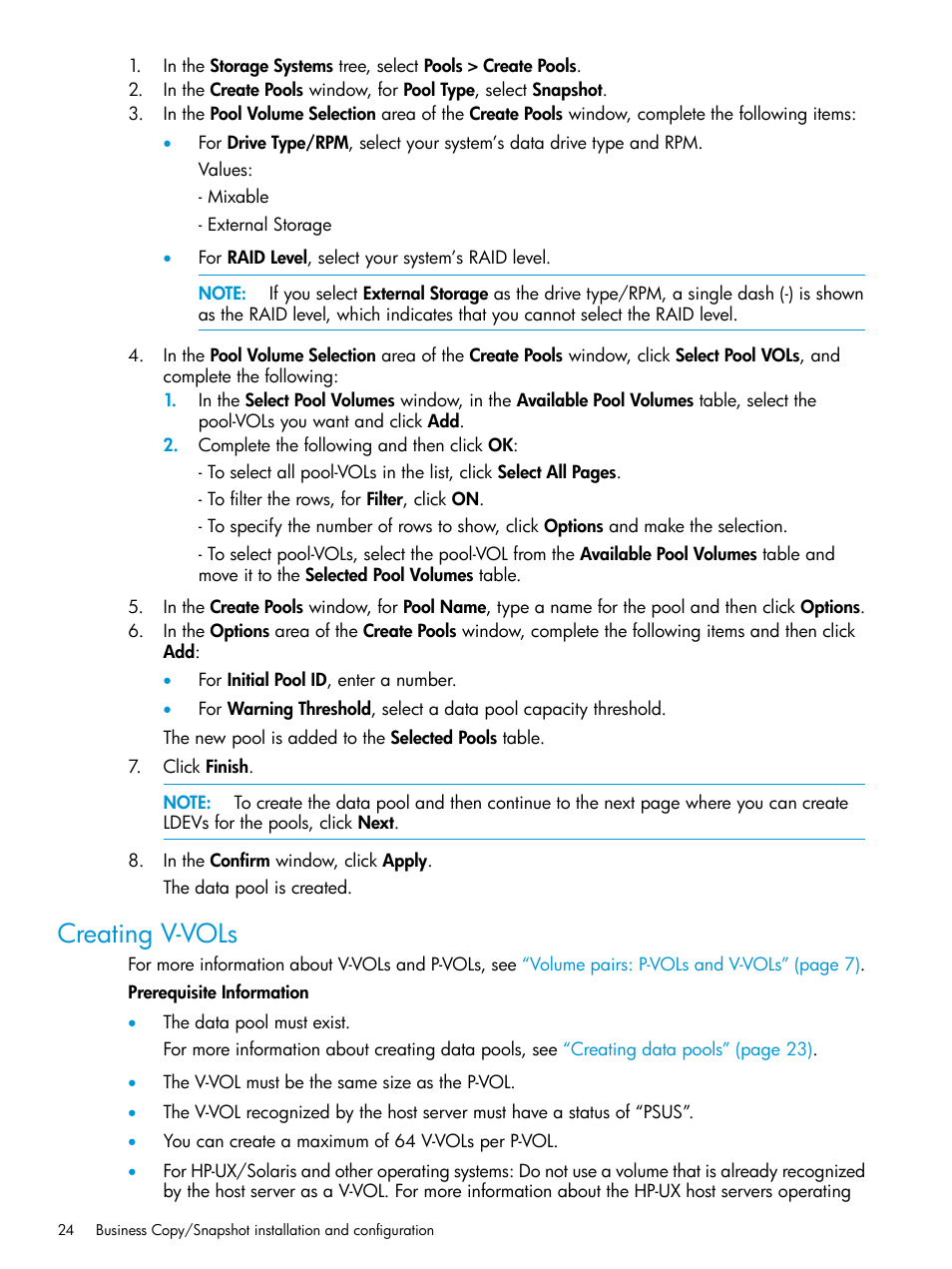 Creating v-vols | HP XP RAID Manager Software User Manual | Page 24 / 129