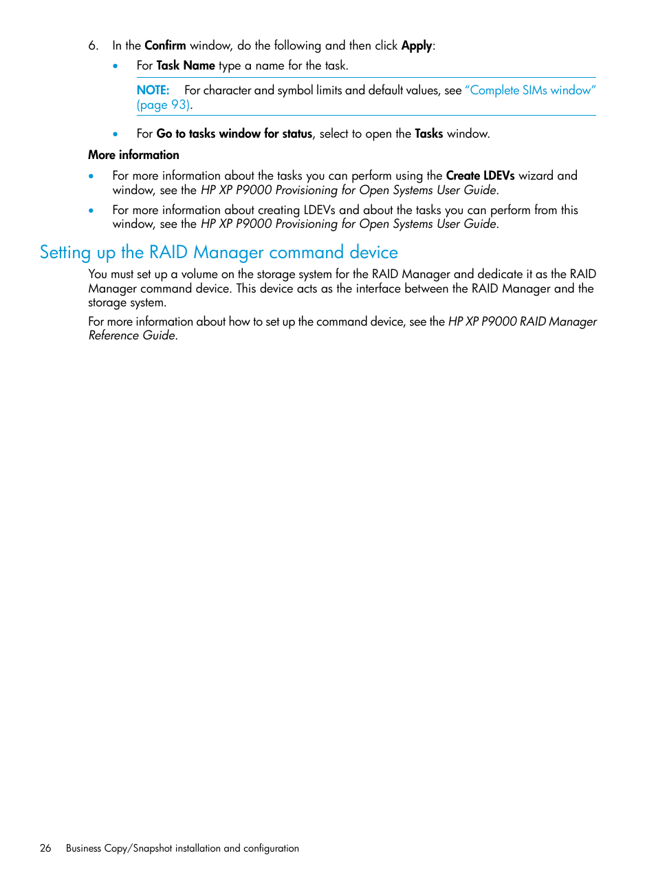 Setting up the raid manager command device | HP XP RAID Manager Software User Manual | Page 26 / 129