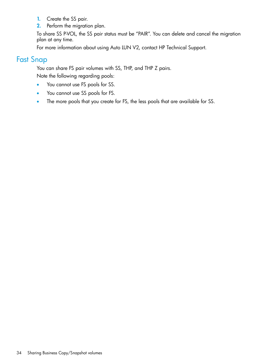 Fast snap | HP XP RAID Manager Software User Manual | Page 34 / 129