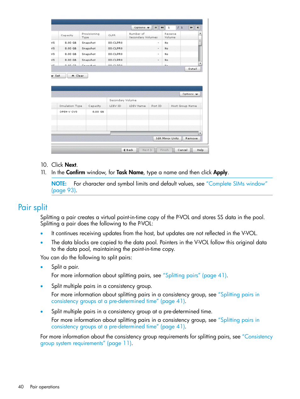 Pair split | HP XP RAID Manager Software User Manual | Page 40 / 129