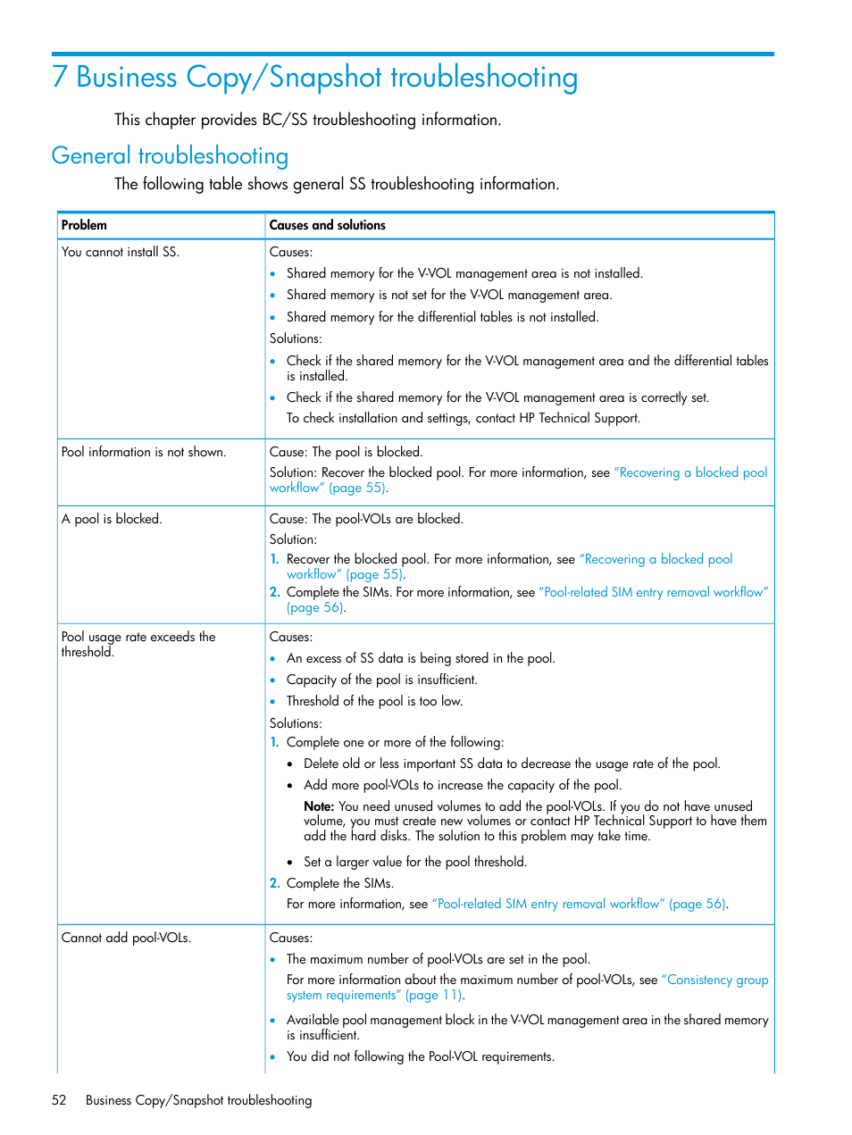 7 business copy/snapshot troubleshooting, General troubleshooting | HP XP RAID Manager Software User Manual | Page 52 / 129