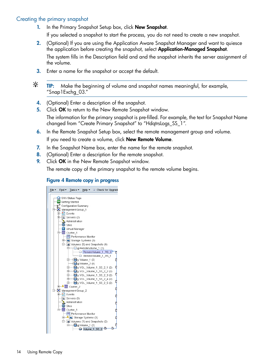 Creating the primary snapshot | HP LeftHand P4000 Virtual SAN Appliance Software User Manual | Page 14 / 59