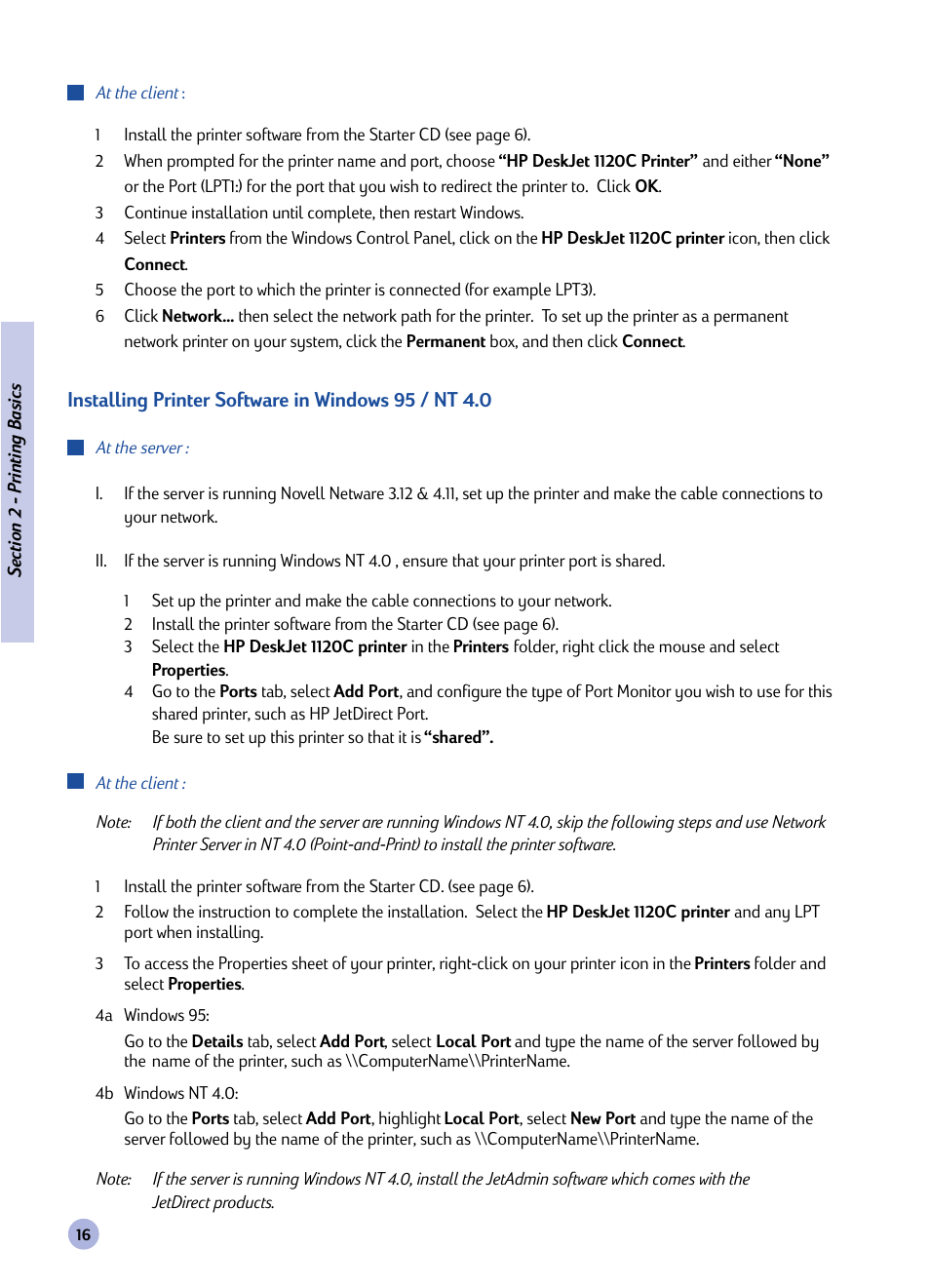 HP Deskjet 1120cxi Printer User Manual | Page 18 / 31