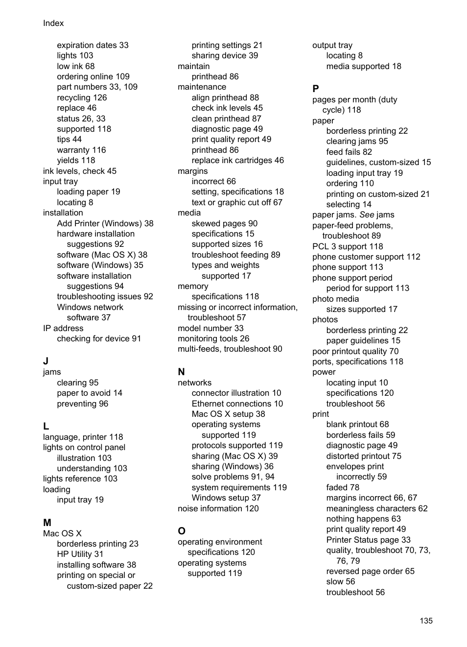 HP Officejet 7000 Wide Format Printer - E809a User Manual | Page 139 / 144