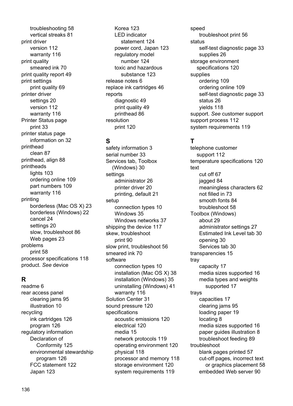 HP Officejet 7000 Wide Format Printer - E809a User Manual | Page 140 / 144