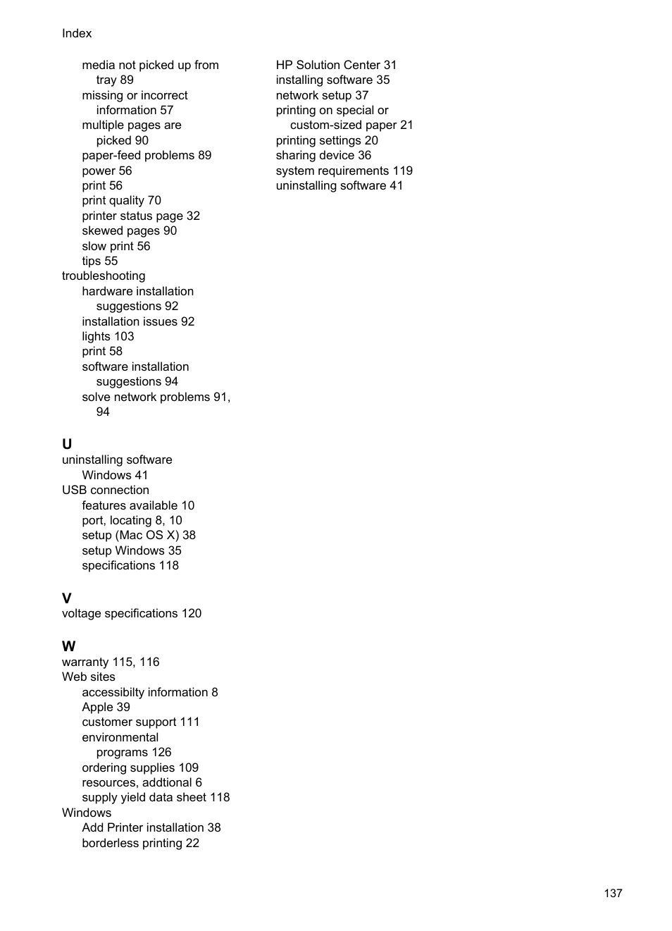 HP Officejet 7000 Wide Format Printer - E809a User Manual | Page 141 / 144