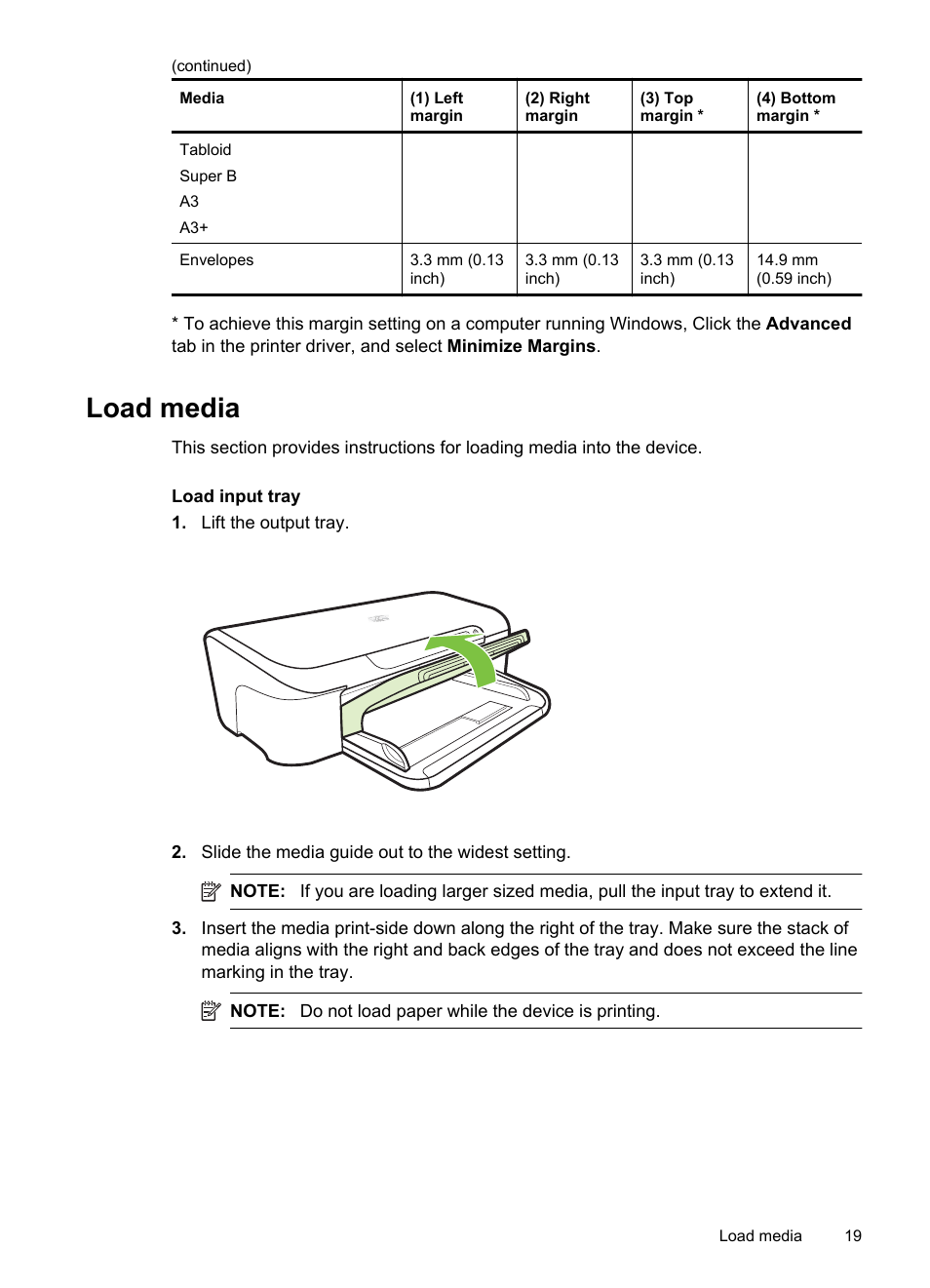 Load media | HP Officejet 7000 Wide Format Printer - E809a User Manual | Page 23 / 144