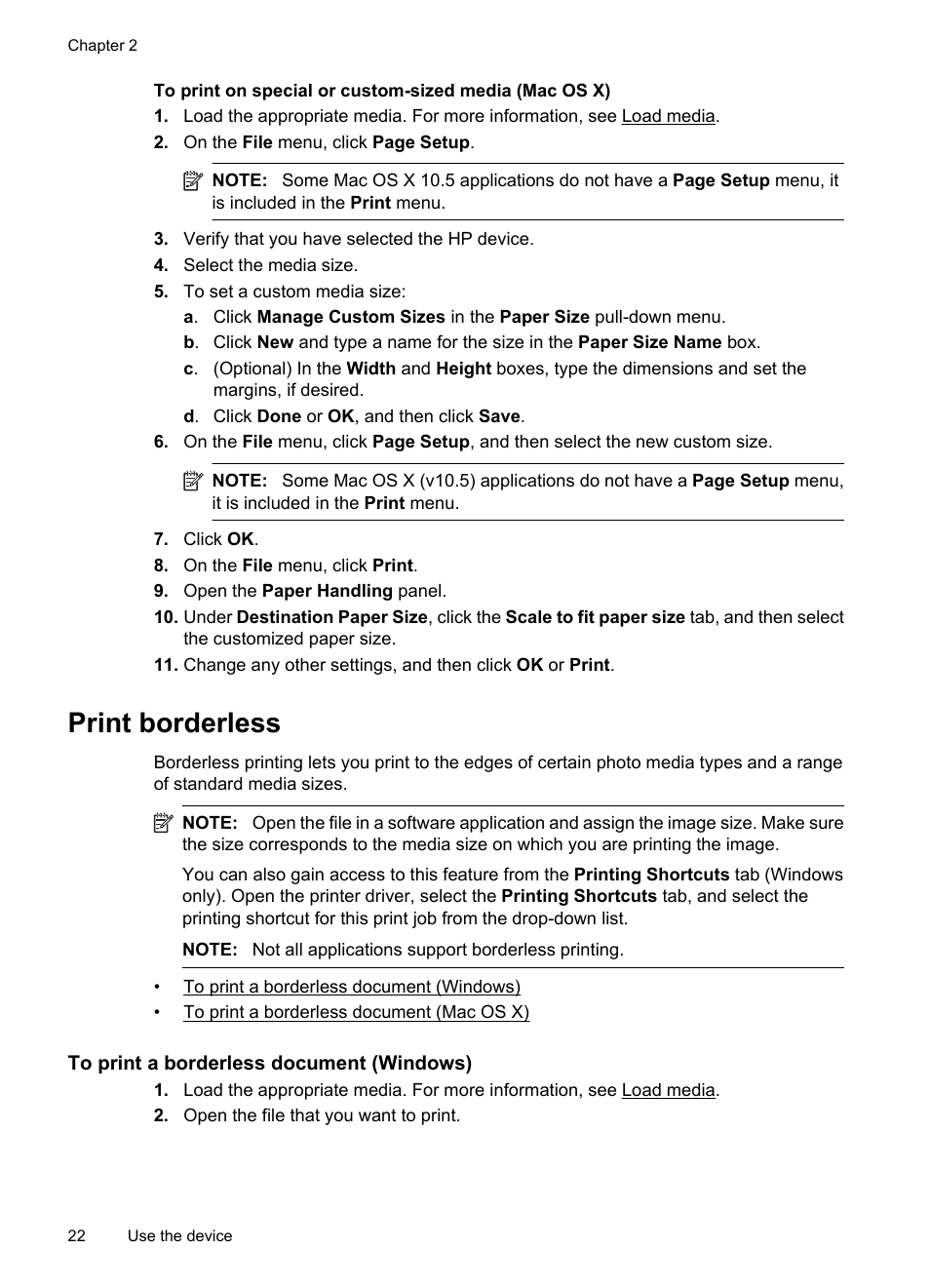 Print borderless, To print a borderless document (windows) | HP Officejet 7000 Wide Format Printer - E809a User Manual | Page 26 / 144