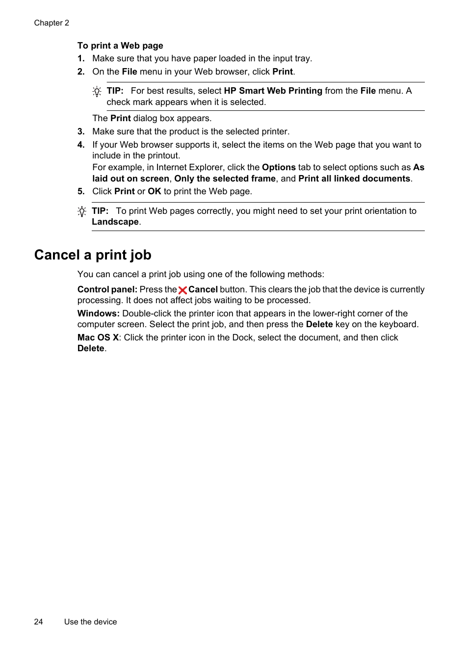 Cancel a print job | HP Officejet 7000 Wide Format Printer - E809a User Manual | Page 28 / 144